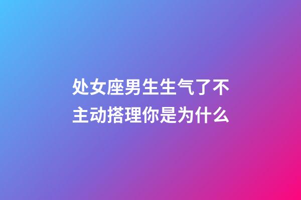 处女座男生生气了不主动搭理你是为什么-第1张-星座运势-玄机派