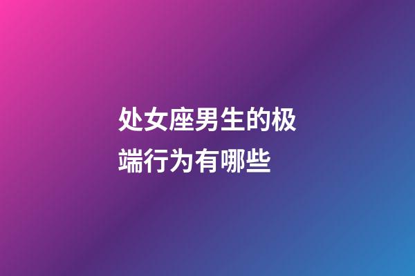 处女座男生的极端行为有哪些-第1张-星座运势-玄机派