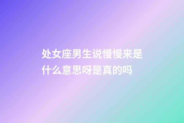 处女座男生说慢慢来是什么意思呀是真的吗-第1张-星座运势-玄机派