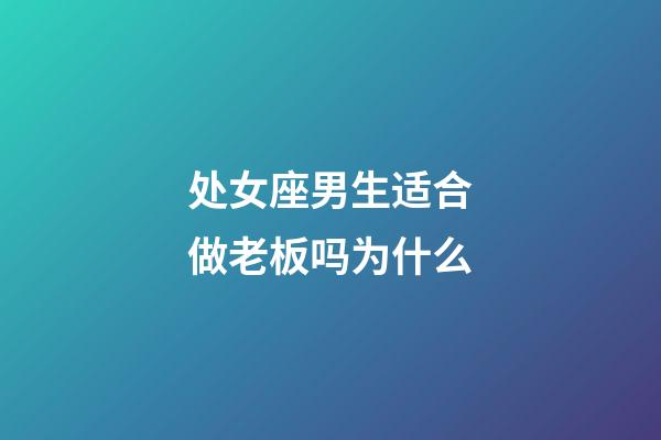 处女座男生适合做老板吗为什么-第1张-星座运势-玄机派