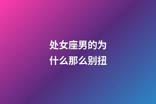 处女座男的为什么那么别扭-第1张-星座运势-玄机派