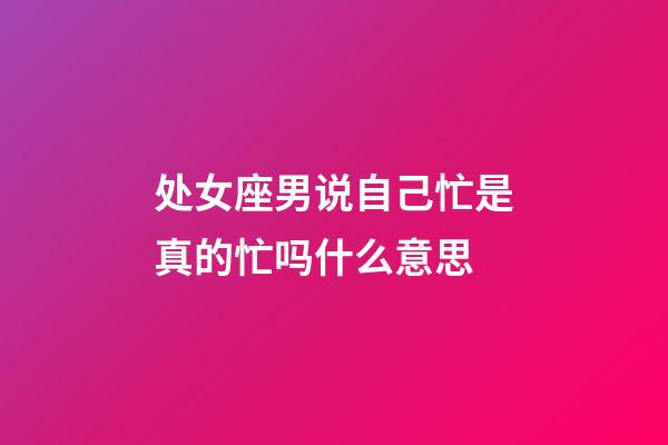 处女座男说自己忙是真的忙吗什么意思-第1张-星座运势-玄机派