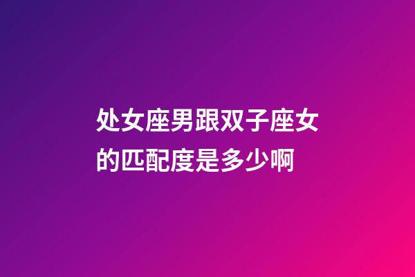 处女座男跟双子座女的匹配度是多少啊-第1张-星座运势-玄机派