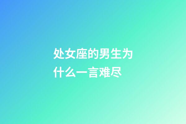 处女座的男生为什么一言难尽-第1张-星座运势-玄机派