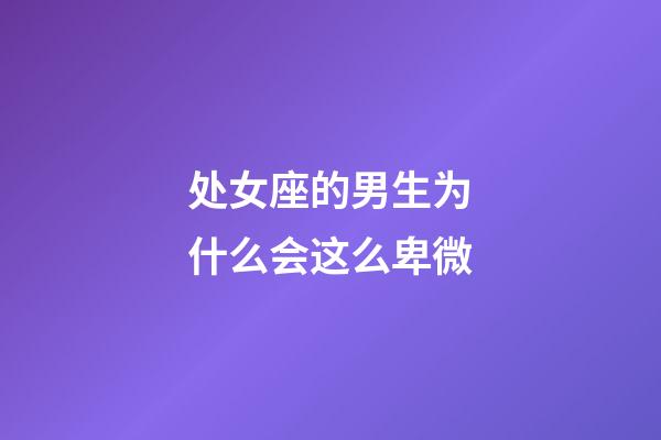 处女座的男生为什么会这么卑微-第1张-星座运势-玄机派