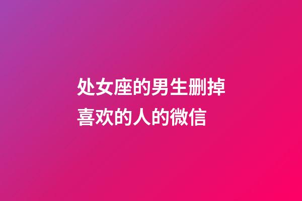 处女座的男生删掉喜欢的人的微信-第1张-星座运势-玄机派