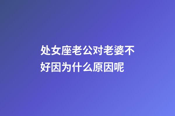 处女座老公对老婆不好因为什么原因呢-第1张-星座运势-玄机派