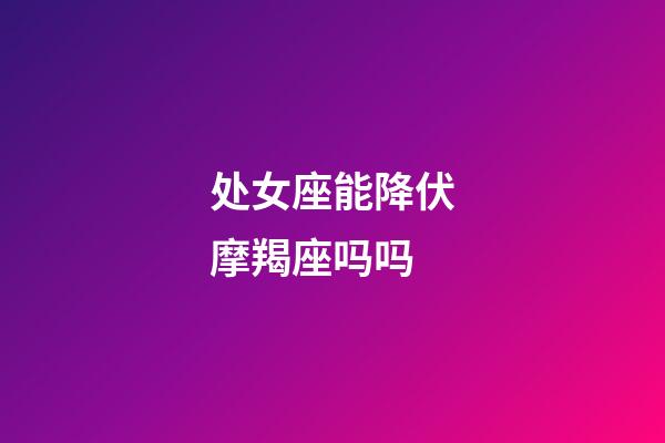 处女座能降伏摩羯座吗吗-第1张-星座运势-玄机派