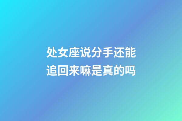 处女座说分手还能追回来嘛是真的吗-第1张-星座运势-玄机派