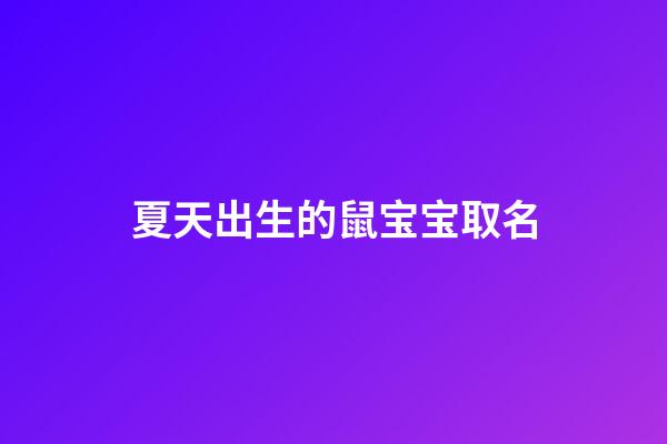 夏天出生的鼠宝宝取名