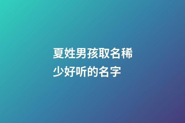 夏姓男孩取名稀少好听的名字