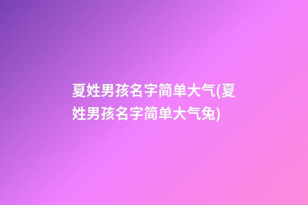 夏姓男孩名字简单大气(夏姓男孩名字简单大气兔)