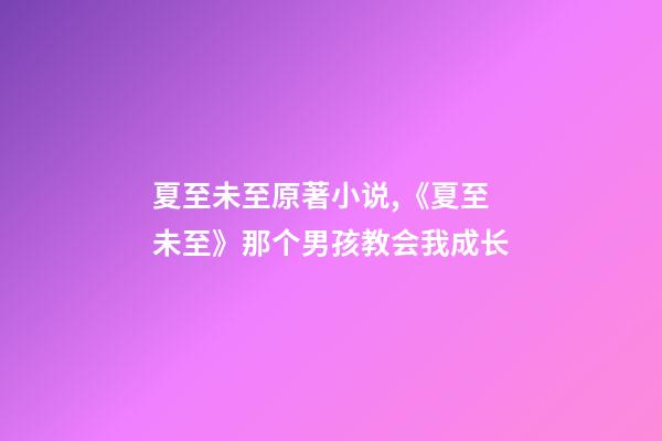 夏至未至原著小说,《夏至未至》那个男孩教会我成长-第1张-观点-玄机派