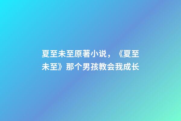 夏至未至原著小说，《夏至未至》那个男孩教会我成长-第1张-观点-玄机派