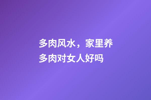 多肉风水，家里养多肉对女人好吗