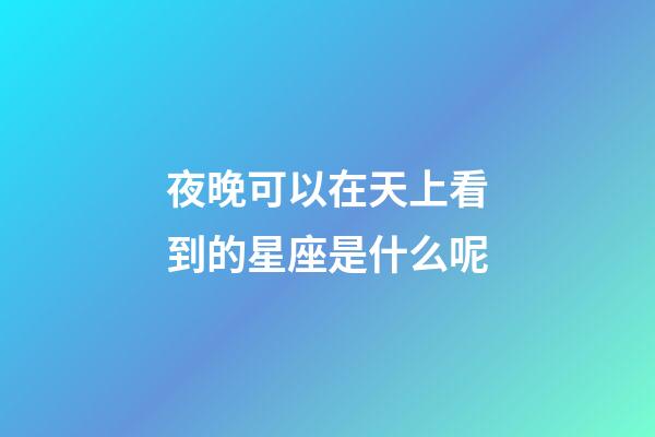 夜晚可以在天上看到的星座是什么呢-第1张-星座运势-玄机派