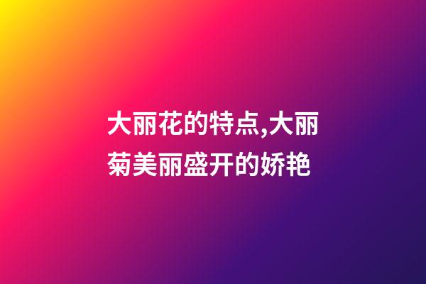 大丽花的特点,大丽菊美丽盛开的娇艳-第1张-观点-玄机派
