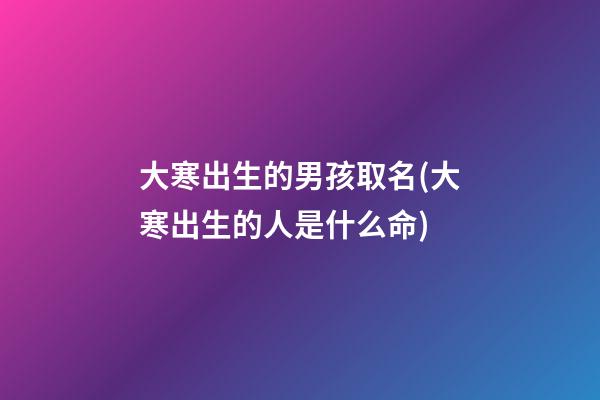 大寒出生的男孩取名(大寒出生的人是什么命)