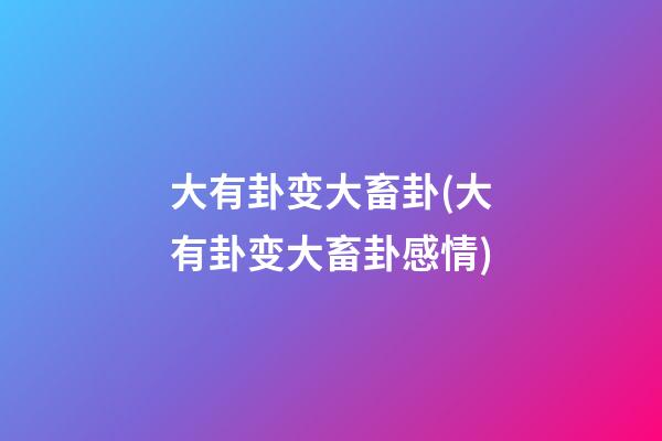 大有卦变大畜卦(大有卦变大畜卦感情)