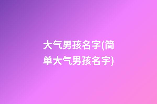 大气男孩名字(简单大气男孩名字)