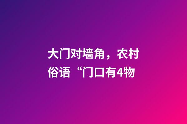 大门对墙角，农村俗语“门口有4物-第1张-观点-玄机派
