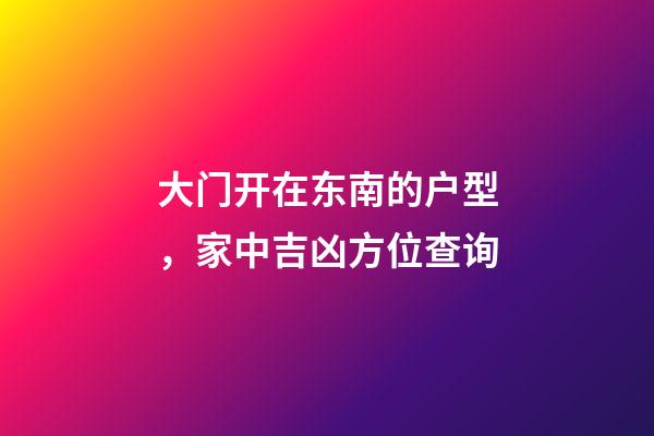 大门开在东南的户型，家中吉凶方位查询