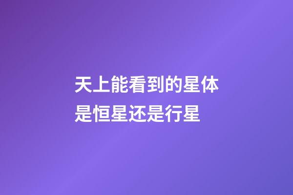 天上能看到的星体是恒星还是行星-第1张-星座运势-玄机派