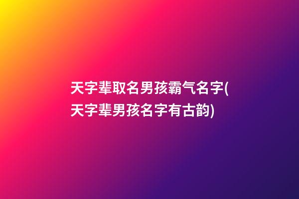 天字辈取名男孩霸气名字(天字辈男孩名字有古韵)