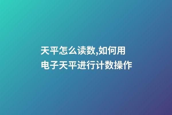 天平怎么读数,如何用电子天平进行计数操作-第1张-观点-玄机派