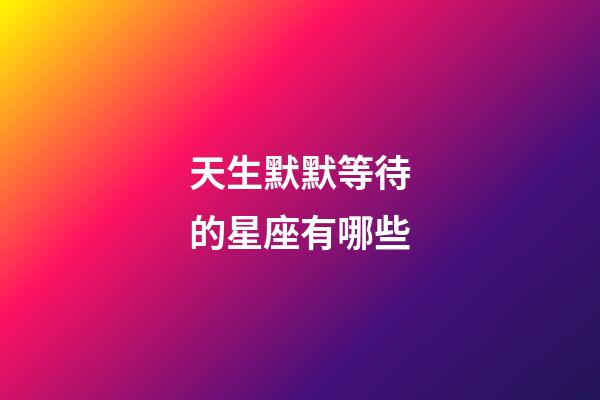 天生默默等待的星座有哪些-第1张-星座运势-玄机派