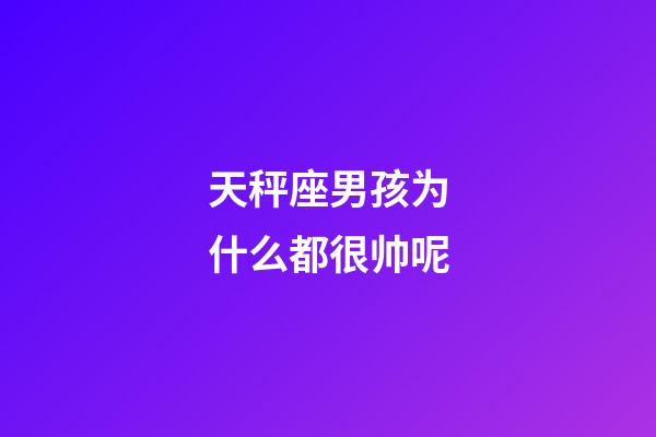 天秤座男孩为什么都很帅呢-第1张-星座运势-玄机派