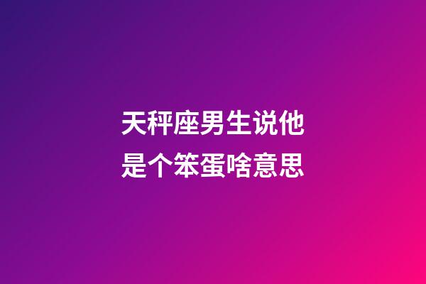 天秤座男生说他是个笨蛋啥意思-第1张-星座运势-玄机派