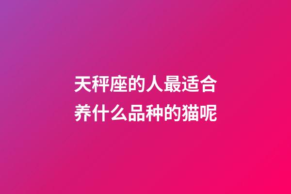 天秤座的人最适合养什么品种的猫呢-第1张-星座运势-玄机派