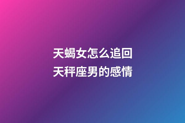 天蝎女怎么追回天秤座男的感情-第1张-星座运势-玄机派