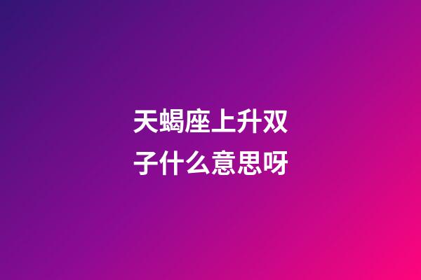 天蝎座上升双子什么意思呀