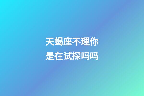 天蝎座不理你是在试探吗吗-第1张-星座运势-玄机派