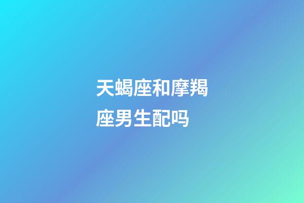 天蝎座和摩羯座男生配吗-第1张-星座运势-玄机派