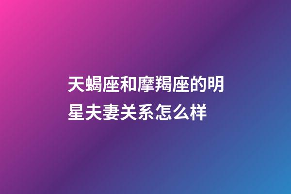 天蝎座和摩羯座的明星夫妻关系怎么样-第1张-星座运势-玄机派