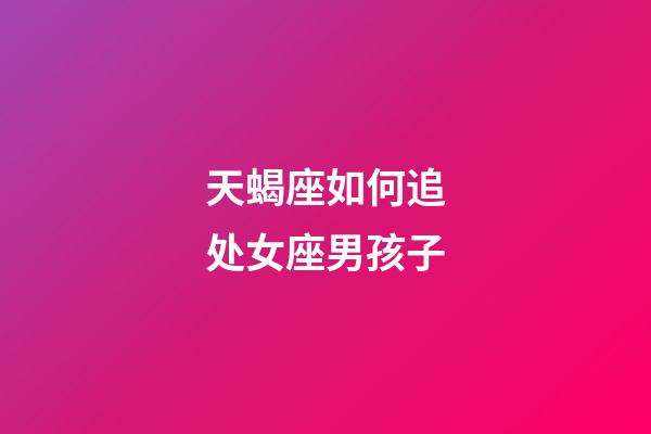 天蝎座如何追处女座男孩子-第1张-星座运势-玄机派