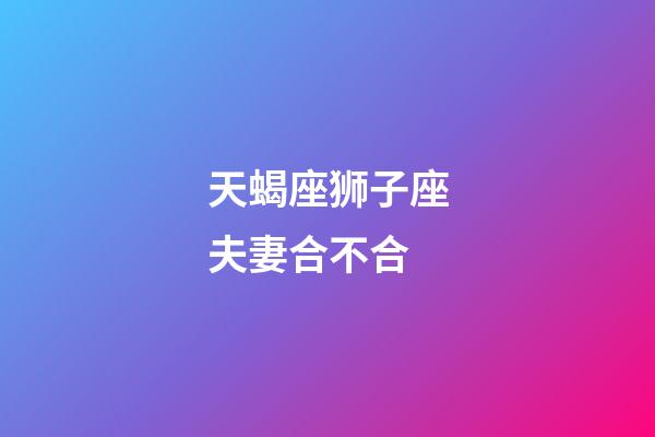 天蝎座狮子座夫妻合不合-第1张-星座运势-玄机派