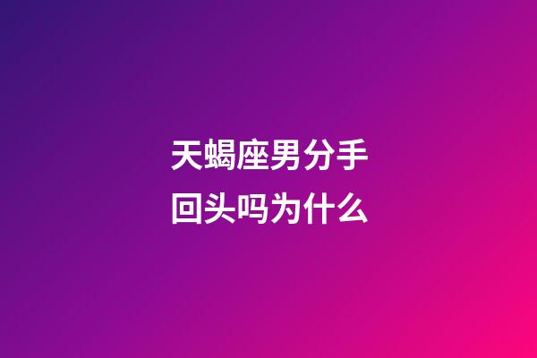 天蝎座男分手回头吗为什么-第1张-星座运势-玄机派