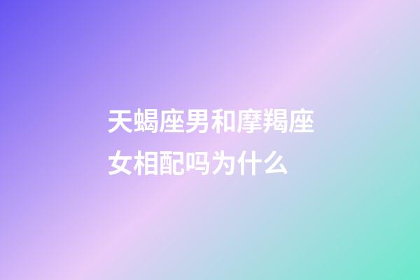 天蝎座男和摩羯座女相配吗为什么-第1张-星座运势-玄机派