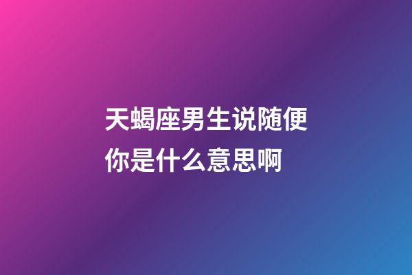 天蝎座男生说随便你是什么意思啊-第1张-星座运势-玄机派
