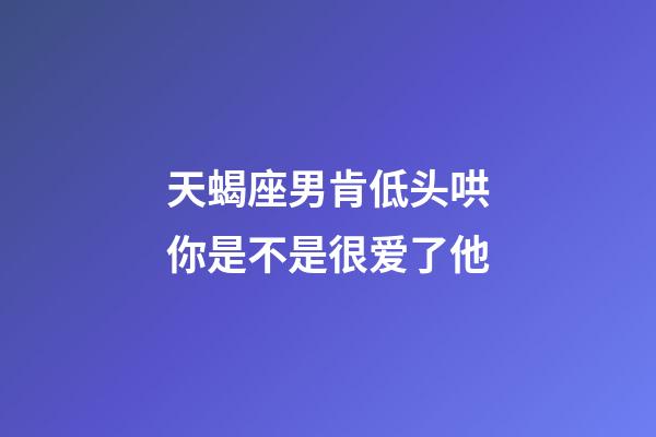 天蝎座男肯低头哄你是不是很爱了他-第1张-星座运势-玄机派