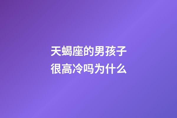 天蝎座的男孩子很高冷吗为什么-第1张-星座运势-玄机派