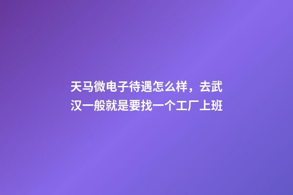 天马微电子待遇怎么样，去武汉一般就是要找一个工厂上班