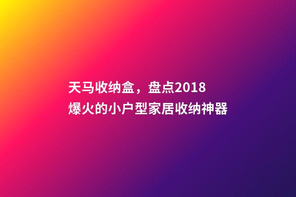 天马收纳盒，盘点2018爆火的小户型家居收纳神器-第1张-观点-玄机派