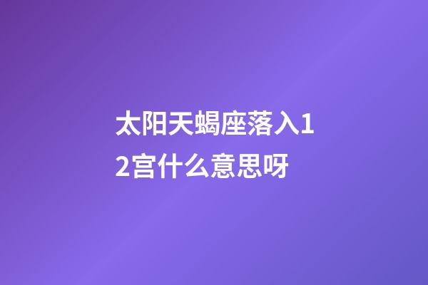 太阳天蝎座落入12宫什么意思呀-第1张-星座运势-玄机派