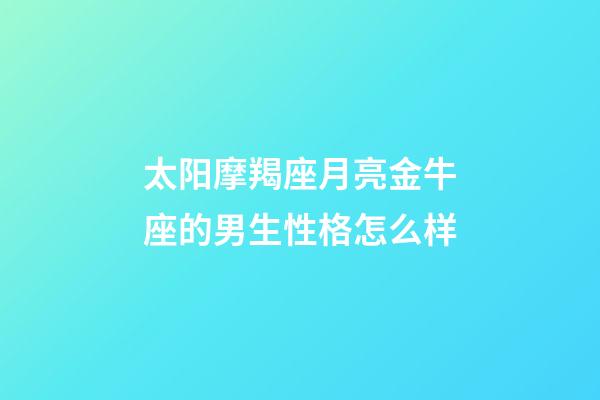 太阳摩羯座月亮金牛座的男生性格怎么样-第1张-星座运势-玄机派