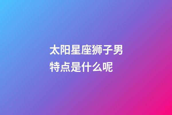 太阳星座狮子男特点是什么呢-第1张-星座运势-玄机派